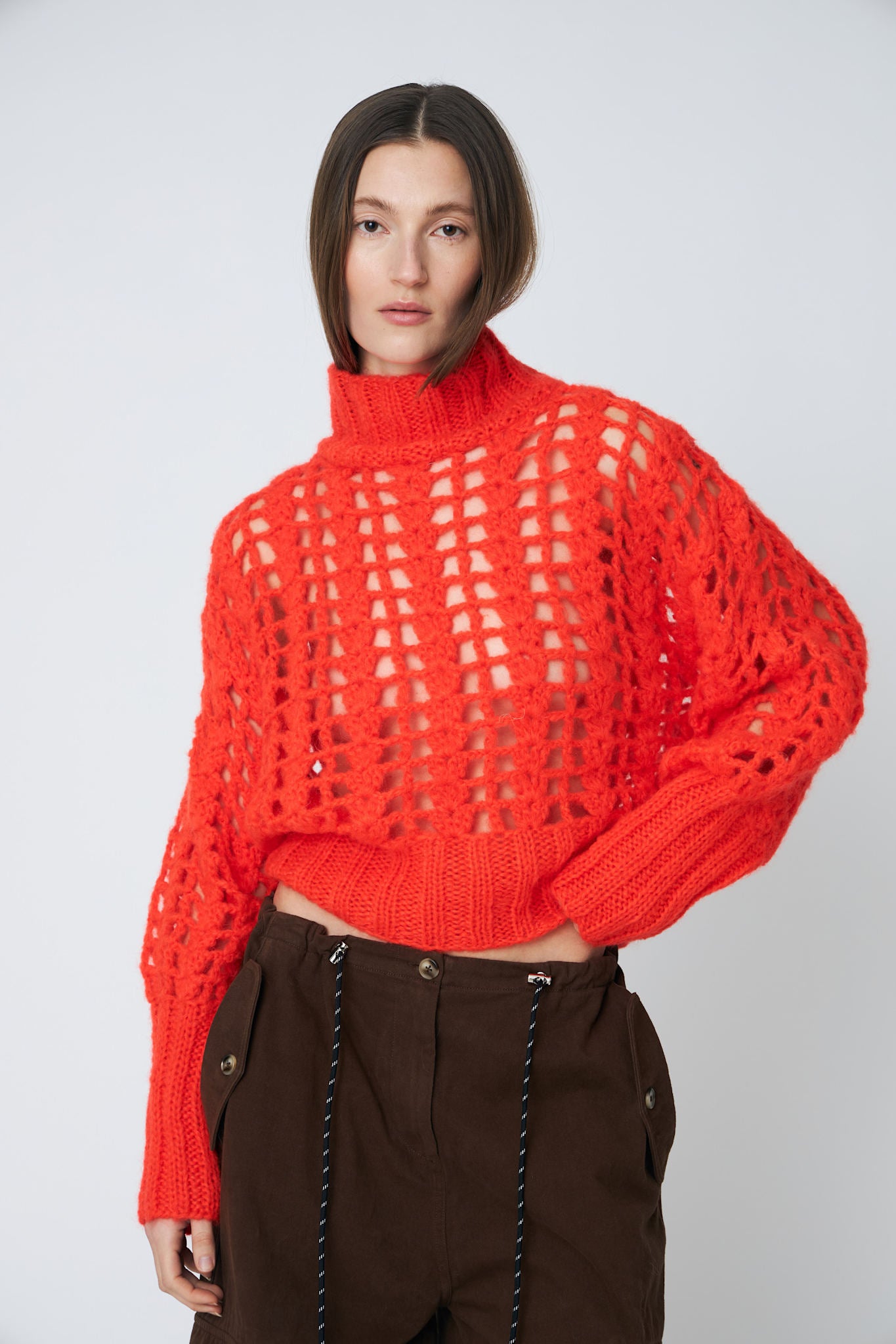 ERICA CROCHET PULLOVER - 335 CHILI - DawnxDare.com