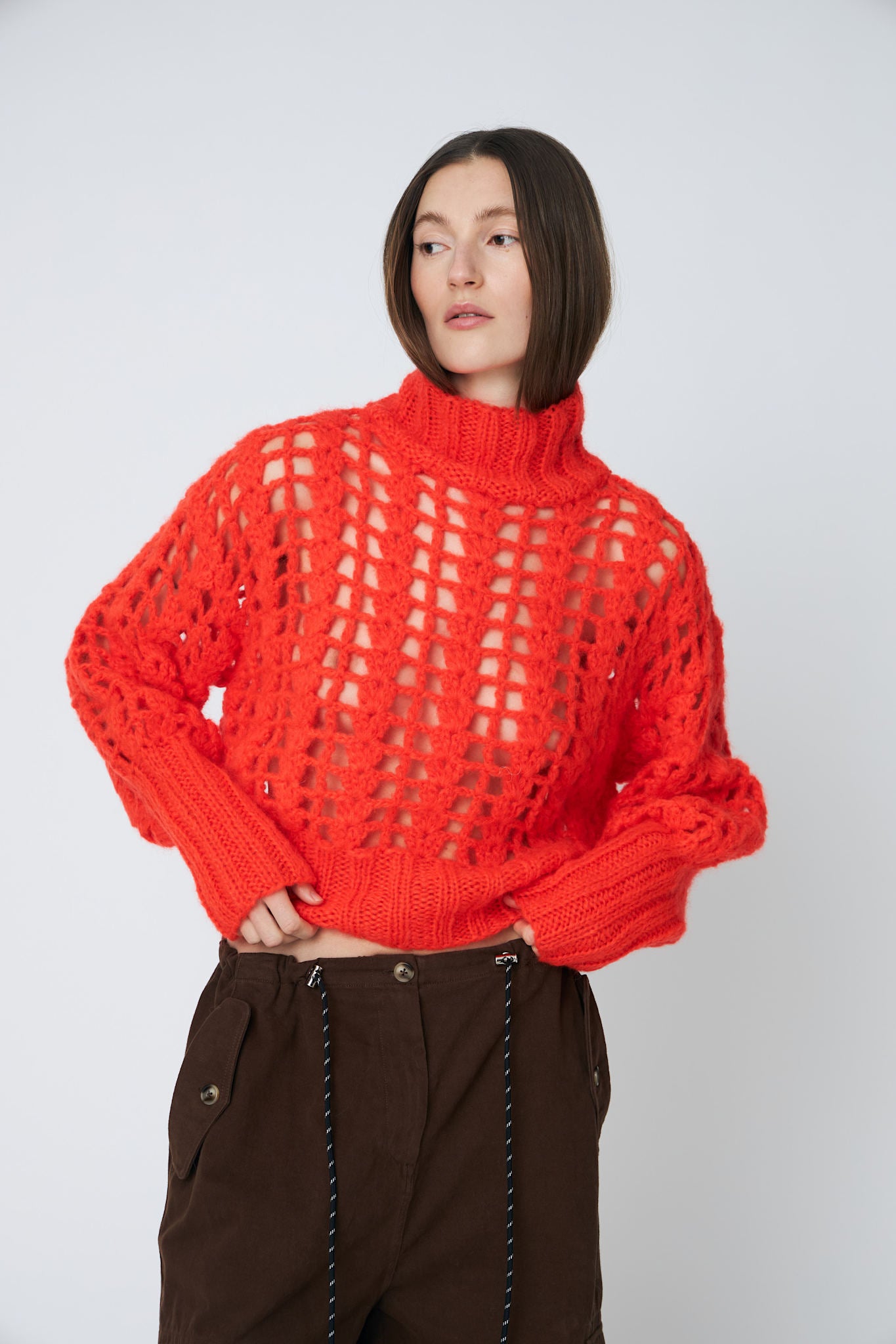 ERICA CROCHET PULLOVER - 335 CHILI - DawnxDare.com