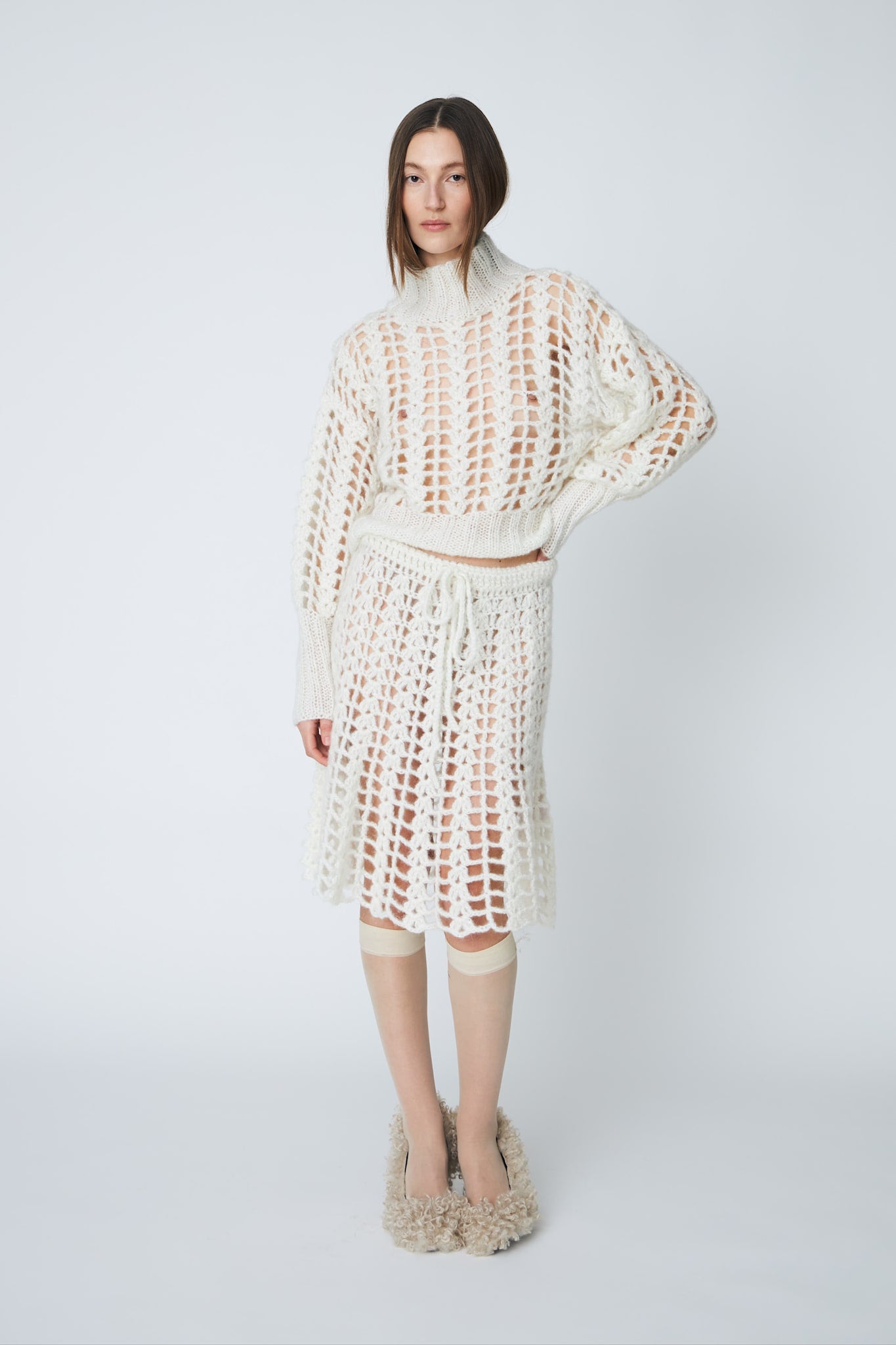 EMMA CROCHET SKIRT - 102 CHALK - DawnxDare.com