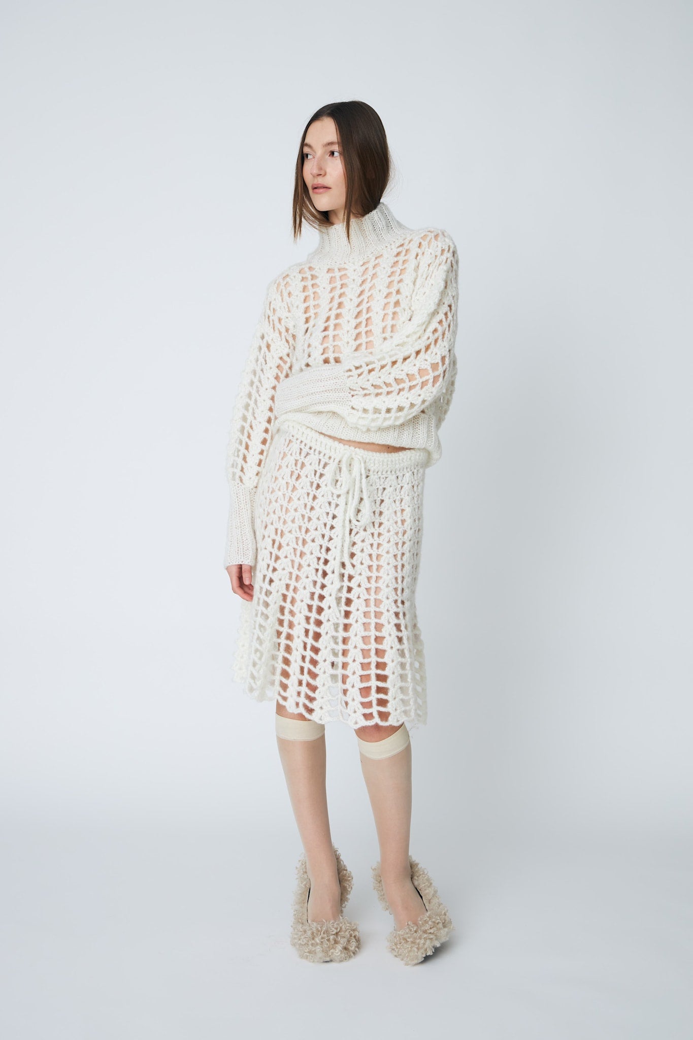 EMMA CROCHET SKIRT - 102 CHALK - DawnxDare.com