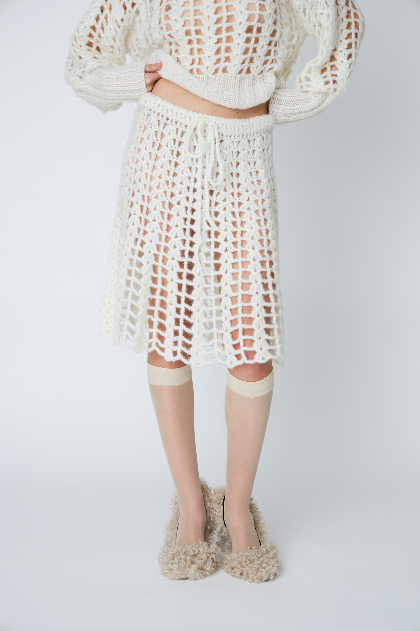 EMMA CROCHET SKIRT - 102 CHALK - DawnxDare.com