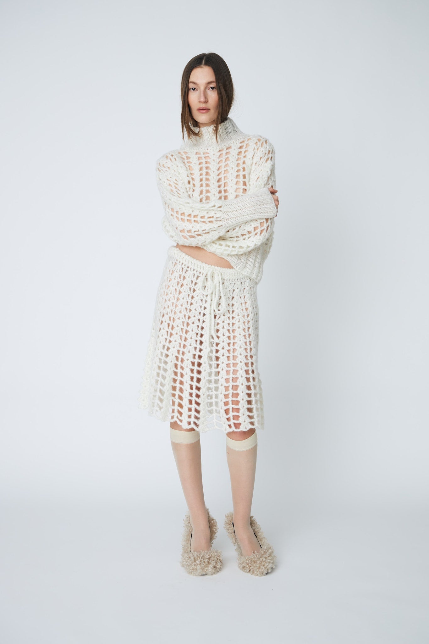 ERICA CROCHET PULLOVER - 102 CHALK - DawnxDare.com