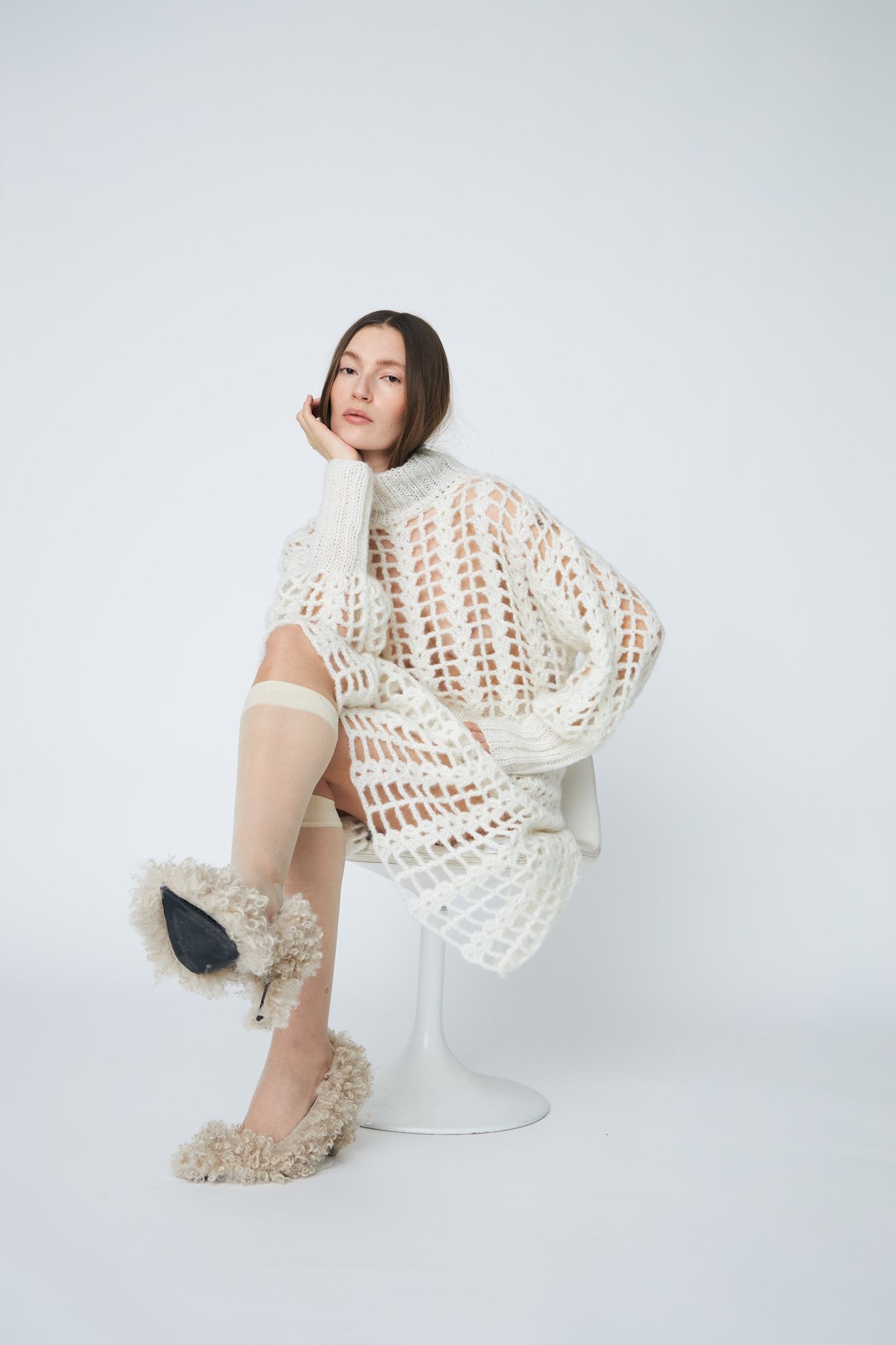 ERICA CROCHET PULLOVER - 102 CHALK - DawnxDare.com
