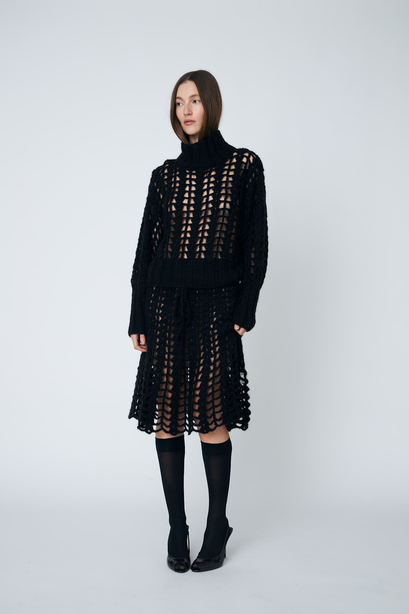 ERICA CROCHET PULLOVER - 199 BLACK - DawnxDare.com