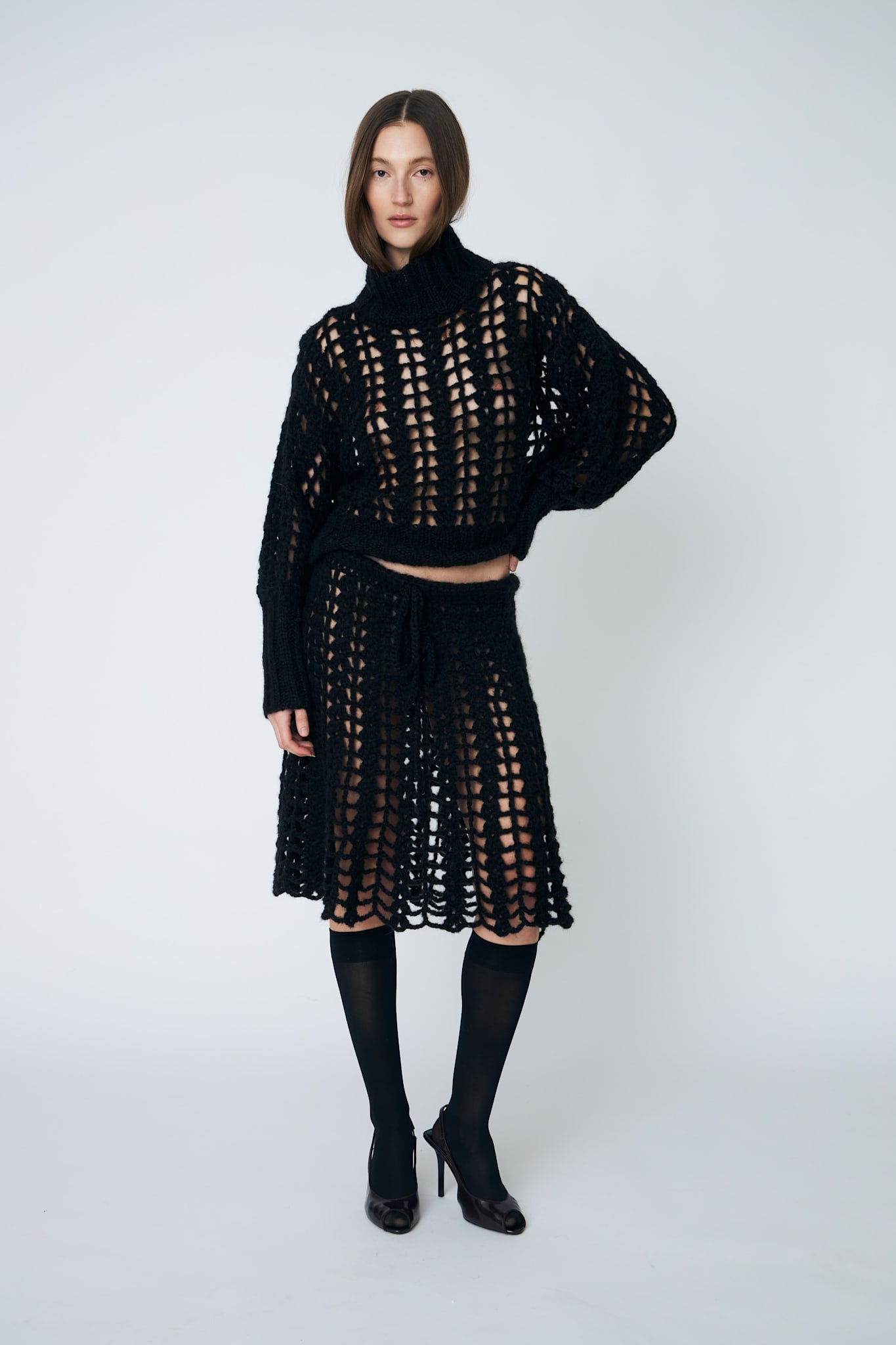 ERICA CROCHET PULLOVER - 199 BLACK - DawnxDare.com