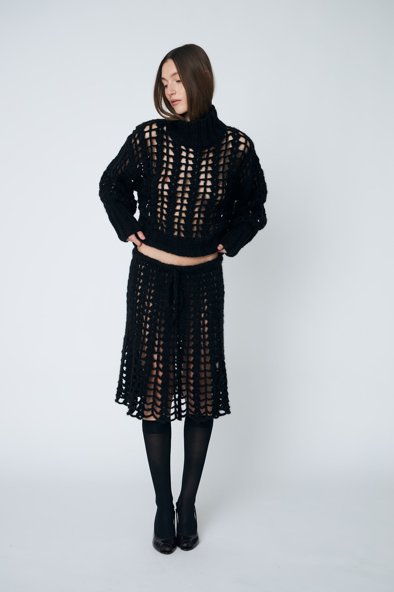 ERICA CROCHET PULLOVER - 199 BLACK - DawnxDare.com